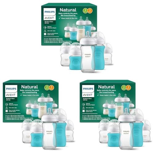 Philips Avent Natural Glass Baby Bottles, Medium Flow, 8 oz, BPA-Free