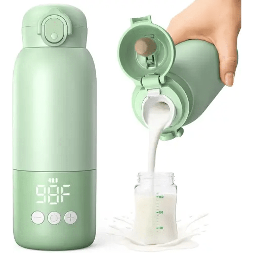 Portable Bottle Warmer for Travel 12oz– 80W Fast Heating, 316 Stainless Steel, 11400mAh Rechargeable Precise Temp Control & LED Display Safety Lock Cordless Travel Warmer for Baby Breastmilk & Formula
