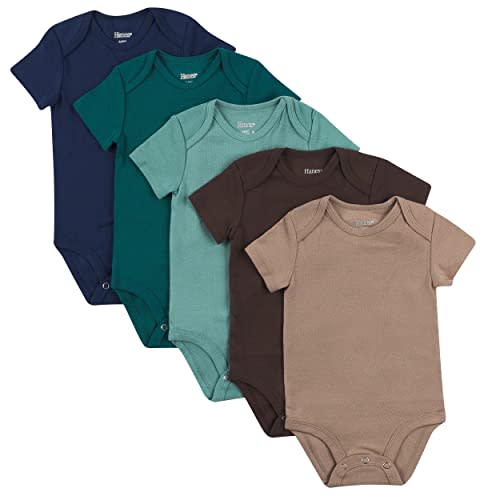 Hanes Baby Bodysuits, Ultimate Flexy Short Sleeve for Boys & Girls, 5-Pack