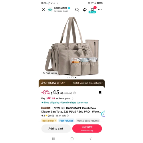 Diaper Tote Bag [Khaki 22L]