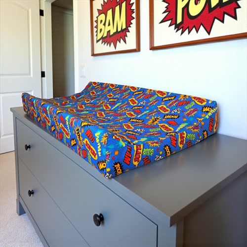 Superhero Changing Pad Cover: Comic Book Nursery Decor