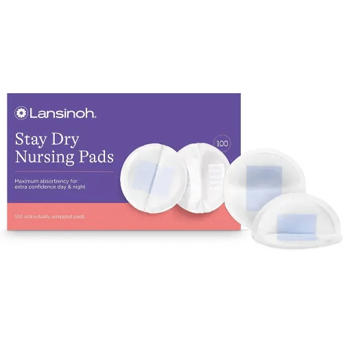 Lansinoh Stay Dry Disposable Nursing Pads, Soft and Super Absorbent Breast Pads, Breastfeeding Essentials for Moms, 100 Count
