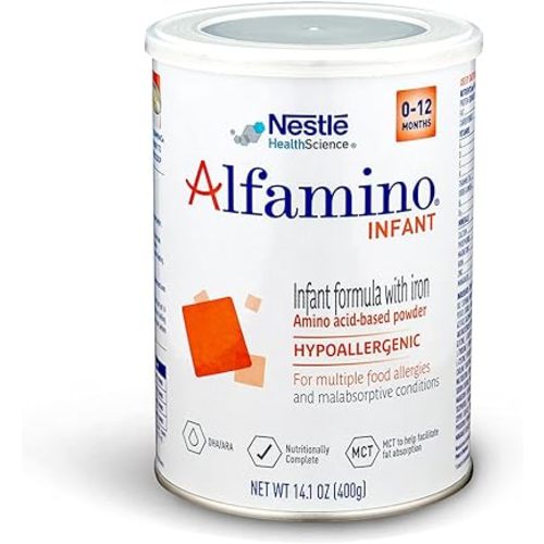 Alfamino Infant Formula, Hypoallergenic Amino Acid Based Infant Formula with Iron, For Multiple Food Allergies, 0-12 Months, 14.1 Ounce (Pack of 1)