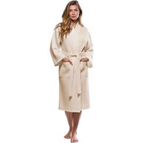 Turquaz Womens Lightweight Waffle Kimono Bathrobe for Men - Soft Quick-Dry Spa & Summer Towel Robe, Cotton Blend