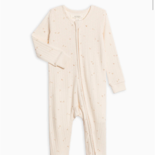 Maya Brushed Back Pointelle Footed Zipper Sleeper
