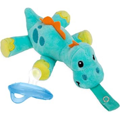 Nuby Calming Natural Flex Snuggleez Pacifier with Plush Combo Set for Cuddling with Comfort, Dino
