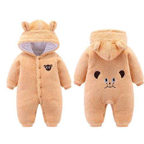 Timegard Baby Winter Clothes Newborn Boy Girl Hoodies Onesie Toddler Cute Button Fleece Footies Rompers