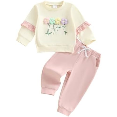 Nyapruwe Baby Girl Outfits Toddler Fall Winter Clothes Sweatshirt Pants Set