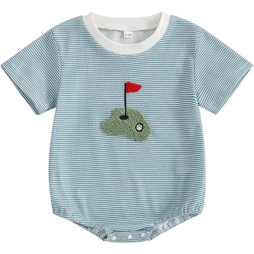 Baby Girl Boy Clothes Newborn Golf Outfit Short Sleeve Bubble Romper Onesie Jumpsuit Infant Summer Clothing