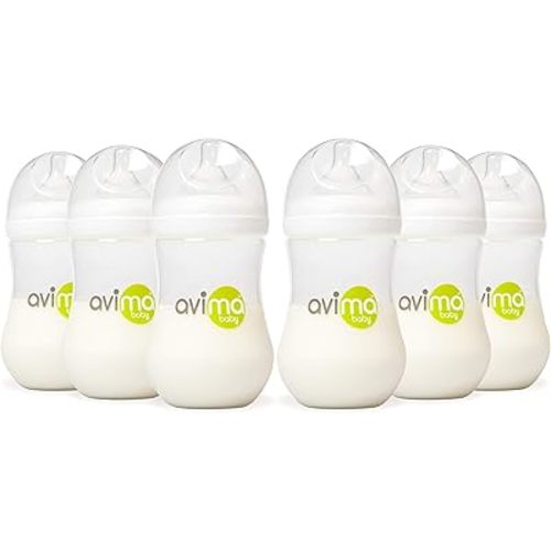 Avima 9 oz Anti Colic Baby Bottles w Medium Flow Nipples. 4-7M (Set of 6)