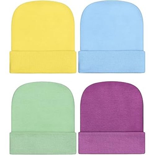 Geyoga Newborn Girl Boy Hat Newborn Beanie Stripes Hat Toddler Soft Caps Infant Cotton Knit Caps for Baby 0-6 Months