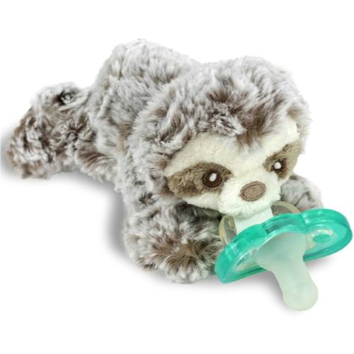 RaZbaby Sloth RaZbuddy Stuffed Animal Pacifier Holder for Newborns & Up, Made in The USA, Detachable Orthodontic JollyPop Pacifier, Medical-Grade 100% BPA-Free Silicone, -0 Months+