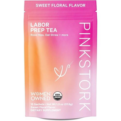 Pink Stork Organic Labor Prep Tea, Sweet Floral Flavor, 30 Cups