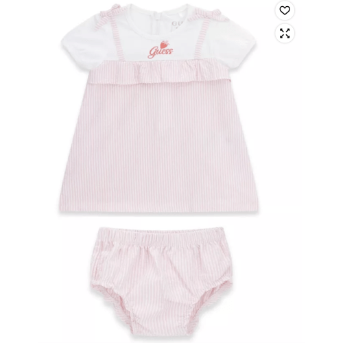 Guess - Baby Girls' Mixed Fabric Dress and Matching Bloomer