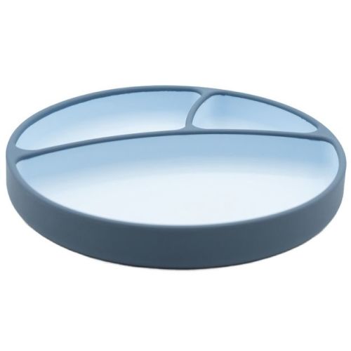 WeeSprout Silicone Suction Plate, Two-Tone Baby Plate with Suction Cup - Pastel Blue/Matte Navy