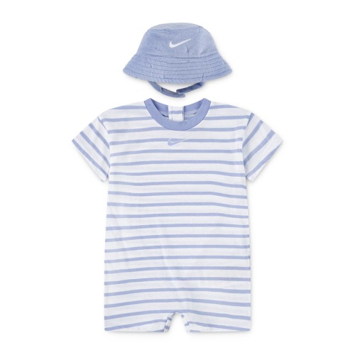 Stripe Romper & Bucket Hat Set, 0-3M