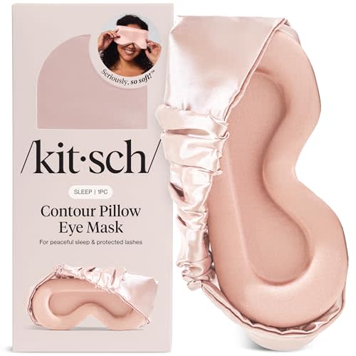Kitsch Contour Satin Sleep Mask | Eye Masks for Sleep - Blush | Softer Than Silk Sleep Mask, Blindfold Sleep Masks for Women & Men, No Eye Pressure, Lightweight Eye Mask, Travel Essentials