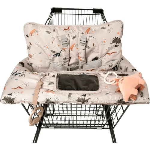 Shopping Cart Cover for Baby 2 in 1 High Chair Covers for Restaurant Comfortable Grocery Cart Seat Covers for Infant, Toddler Universal Suitable for Most Shopping Carts Machine Washable, Dinosaur