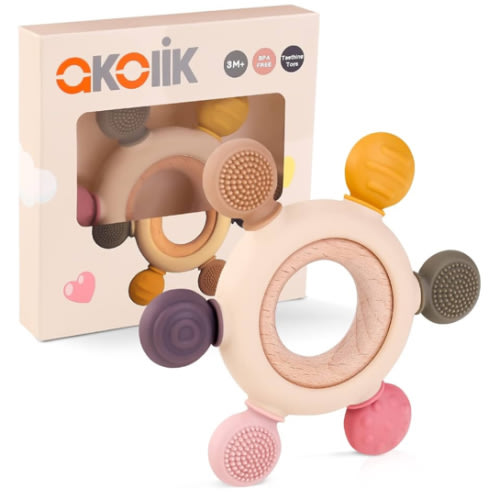 akolik Baby Teething Toys, Teething Relief Toy, BPA Free Baby Chew Toys Infant Toys Newborn Accessories, Teethers for Babies 0-3-6-9-12 Months Old Boys Girls