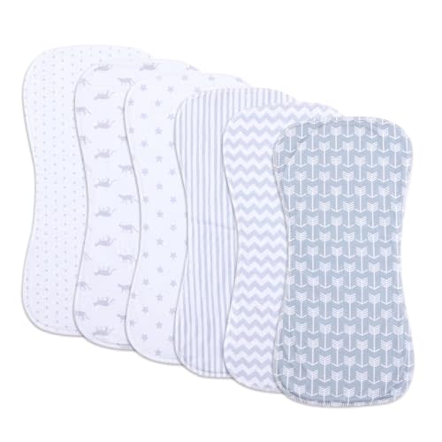 6 Pack Cotton Baby Burp Cloths Extra Absorbent Soft for Baby Boys and Girls