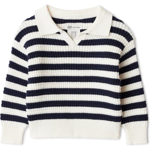 Amazon Essentials x Sofia Grainge Baby Boys' Mommy & Me Cotton Crochet Sweaters & Tank Sets, Ivory Navy Polo Stripe, 0-3 Months