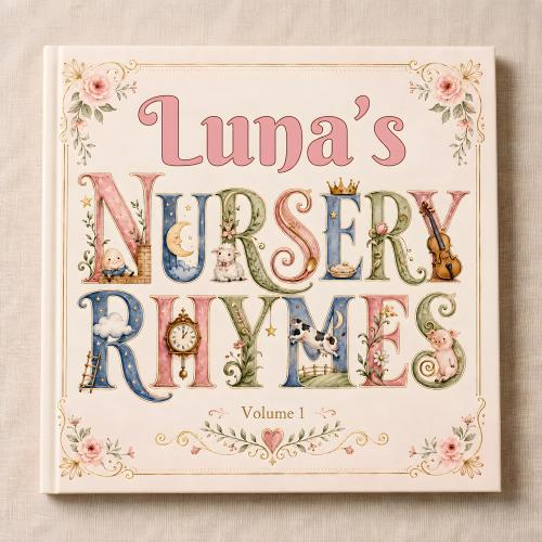 Personalized Nursery Rhymes Book, Custom Name Storybook, Baby Shower & First Birthday Gift, Baby Keepsake for Newborn Boy or Girl, Volume 1