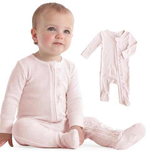 Caden Lane Waffle Zipper Footie | Pearl Pink