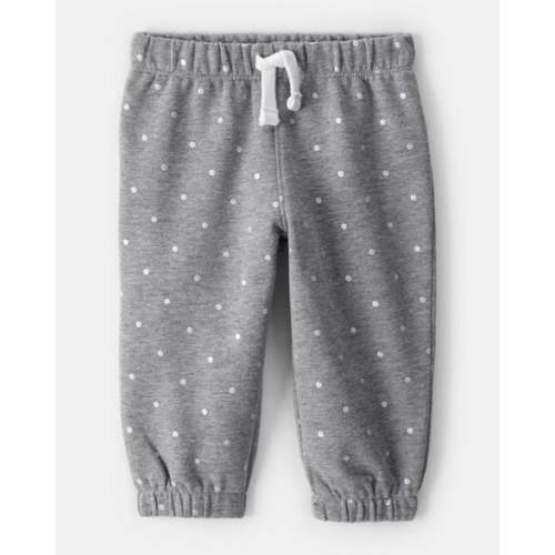 Baby Girl DayDream Fleece Polka Dot Pants - Grey | Carter's