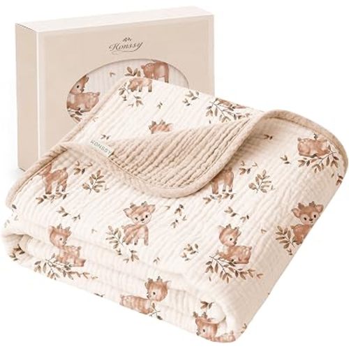 Konssy 100% Cotton Muslin Baby Blanket for Girls Boys, 40"x36"