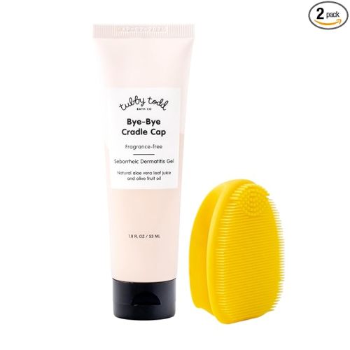 TUBBY TODD Cradle Cap Baby Hair Treatment Kit - Includes Bye-Bye Cradle Cap Gel & Cradle Cap Silicone Brush - Gentle for Babies’ Sensitive Skin - 1.8 Fl Oz