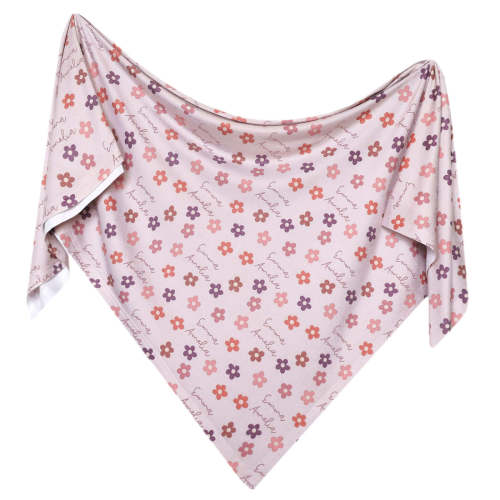 Personalized Baby Name Swaddle Blanket - Pink Daisy