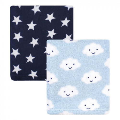 Hudson Baby Infant Boy Silky Plush Blanket, Cloud, 30x36 inches