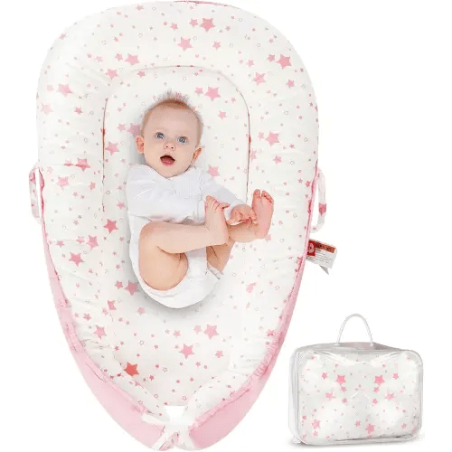 Baby Lounger, Portable Infant Support Pad for Newborn 0–24 Months, Soft and Breathable Cotton Cushion for Tummy Time and Daily Care (Twinkle)