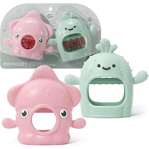 Momcozy 2 Pack Baby Teething Toys, Food Grade Silicone Baby Teether