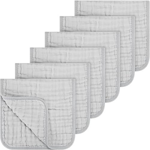Accmor 6 Pack Muslin Burp Cloths 100% Cotton 20''x10'' Large Extra Soft and Absorbent Baby Burping Cloth for Boys Girls