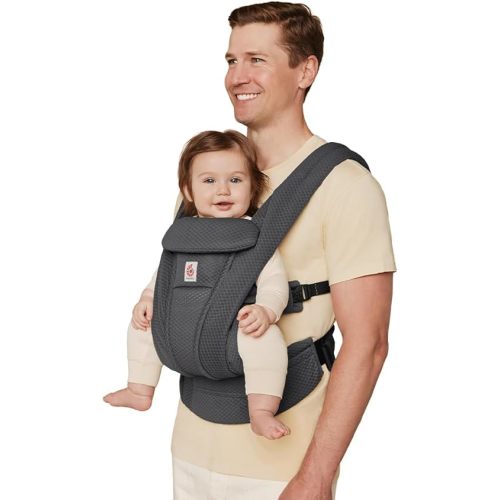 Ergobaby Omni Deluxe All Carry Positions Breathable Mesh Baby Carrier with Enhanced Lumbar Support & Airflow, Newborn to Toddler, (Holds 7-45 lbs), Graphite Grey