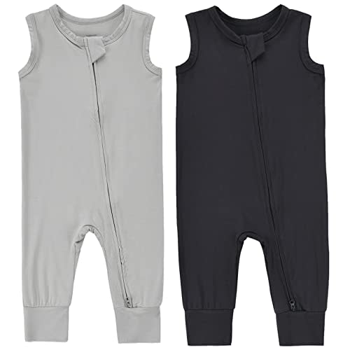 Baby Sleeveless Romper Zipper Toddler Summer Jumpsuit Rayon Outfits Infant Footless Pajamas 0-24m