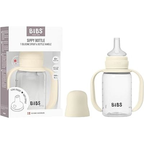 BIBS Sippy Bottle 150 ml – Leak-Proof Toddler Cup with Easy-Grab Handles & Soft Silicone Spout – BPA-Free Baby Training Cup (0+ Months) - Blush