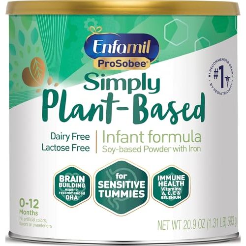 Enfamil Prosobee Baby Formula, Plant Based, 20.9 Oz | For Sensitive Tummies, Soy-based Plant Sourced Protein, Vitamins for Immune Support, Lactose-free, Dairy free, Gluten free