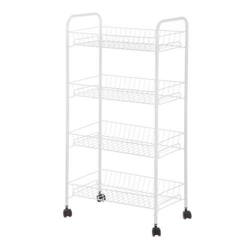 Mainstays 4-Shelf Steel Wire Laundry Cart with Casters White, Mobile Storage for Home and Office