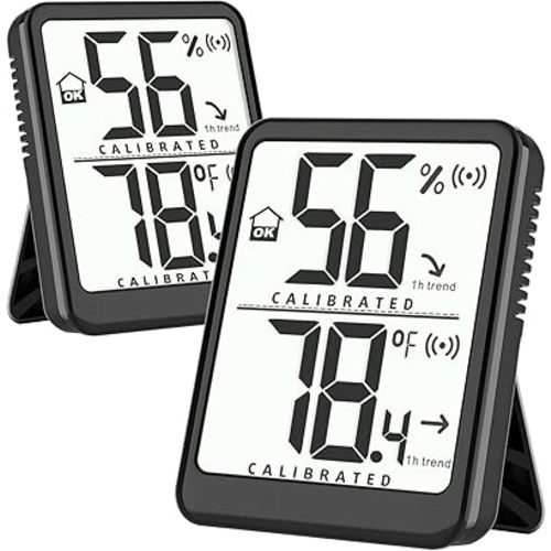 Antonki 2 Pack Room Thermometer Small Hygrometer Indoor Humidity Monitor Sensor, Digital Temperature and Humidity Meter Gauge for Home, Baby Nursery, Reptile, Greenhouse - Battery Included