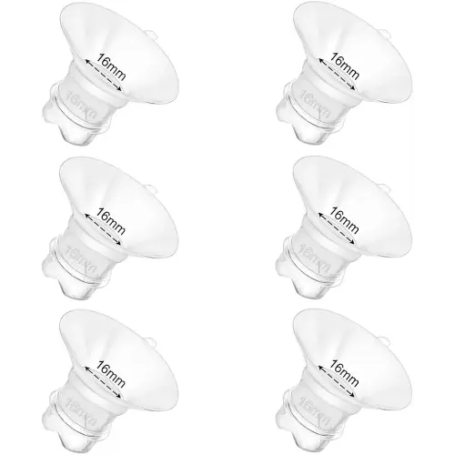 6pcs Updated Silicone Flange Insert 16mm Compatible with Momcozy/Medela/Spectra/Eufy/Lansinoh/TSRETE/Elvie/NCVI/Paruu Breast Pump, for 24mm Flange/Shield, Breastfeeding Essential Replacement Pump Part