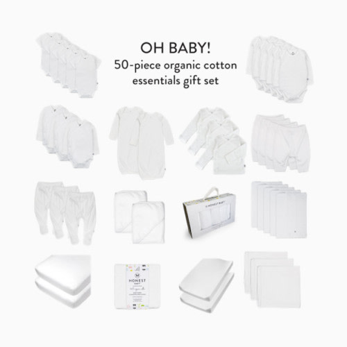 50-Piece Organic Cotton Oh Baby Gift Set - Bright White