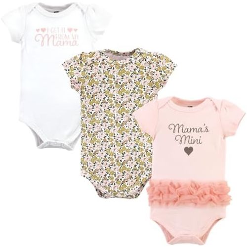 Hudson Baby baby-girls Cotton Bodysuits 3-pack