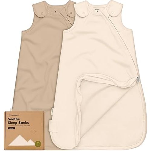 KeaBabies 2-Pack Organic Baby Sleep Sacks, 100% Cotton - Soft & Breathable 0.5TOG Baby Wearable Blanket, Toddler Sleeping Sack 0-6 months, Easy to Wear Transitional Swaddles for Newborns (Ecru, S)