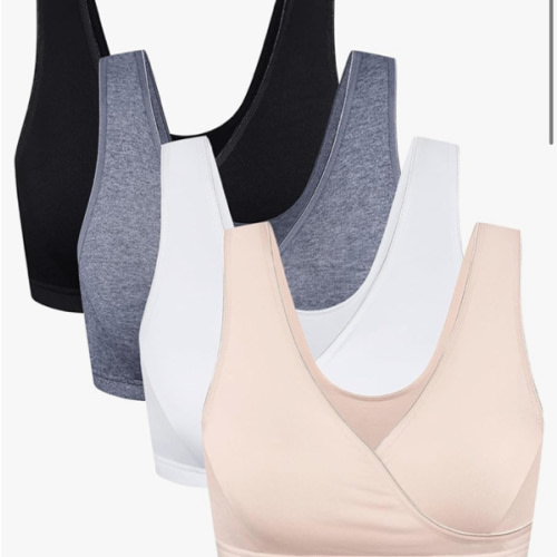 CAKYE 4 Pack Nursing Sleep Bras for Maternity and Breastfeeding Comfort Cotton Bralette