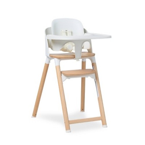 Lalo 7-in-1 Convertible Wooden Standard High Chair II - Natural Wood and White