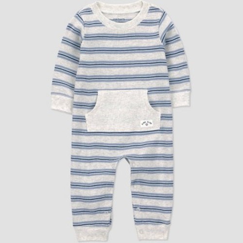 Carter's Just One You®️ Baby Boys' Striped Thermal Romper- Gray 9M