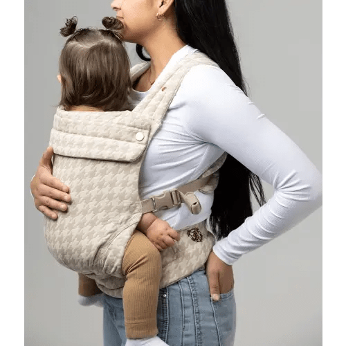 Mabē Monarch Ergonomic Baby Carrier – Premium Cotton Soft Structured Newborn to Toddler Carrier with Hip-Healthy Design, 3 Carry Positions (7-35lbs), Lightweight & Breathable, (Houndstooth)