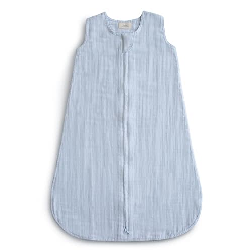 mushie Baby Wearable Blanket | 100% Organic Cotton Muslin | Sleeping Bag For Infants (Baby blue)